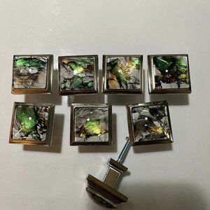 8- 1 1/2 inch square satin nickel cabinet knobs